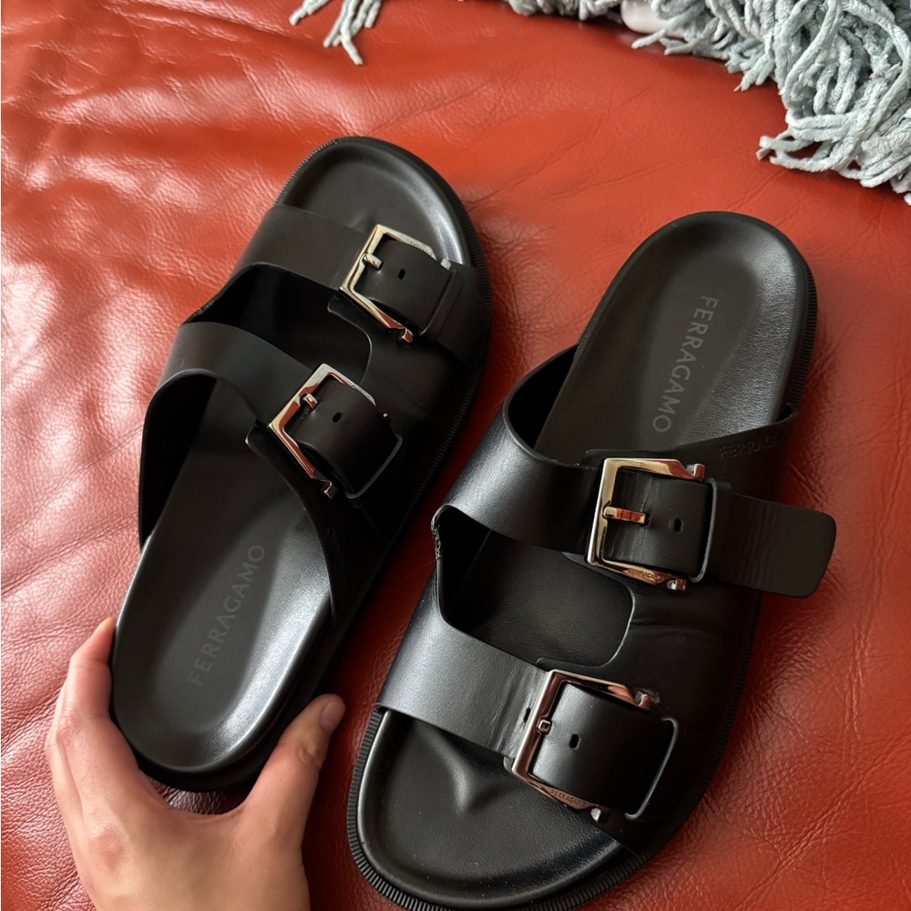 Salvatore Ferragamo Black Slide Sandals